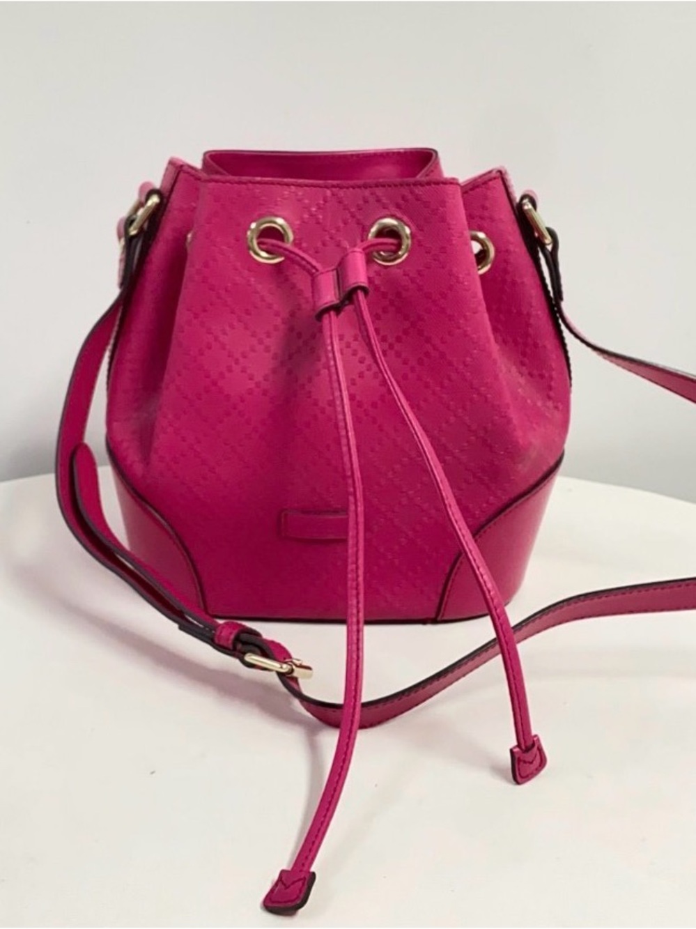 Gucci Diamante Bright Pink Mini Bucket Crossbody Bag w/ COA Italy